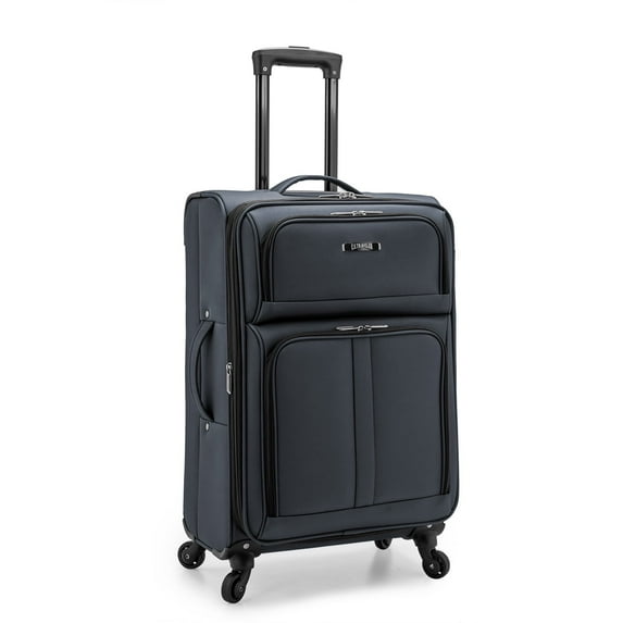 U.S. Traveler Anzio Softside Spinner Expandable Luggage, Gray, 26" Medium Checked