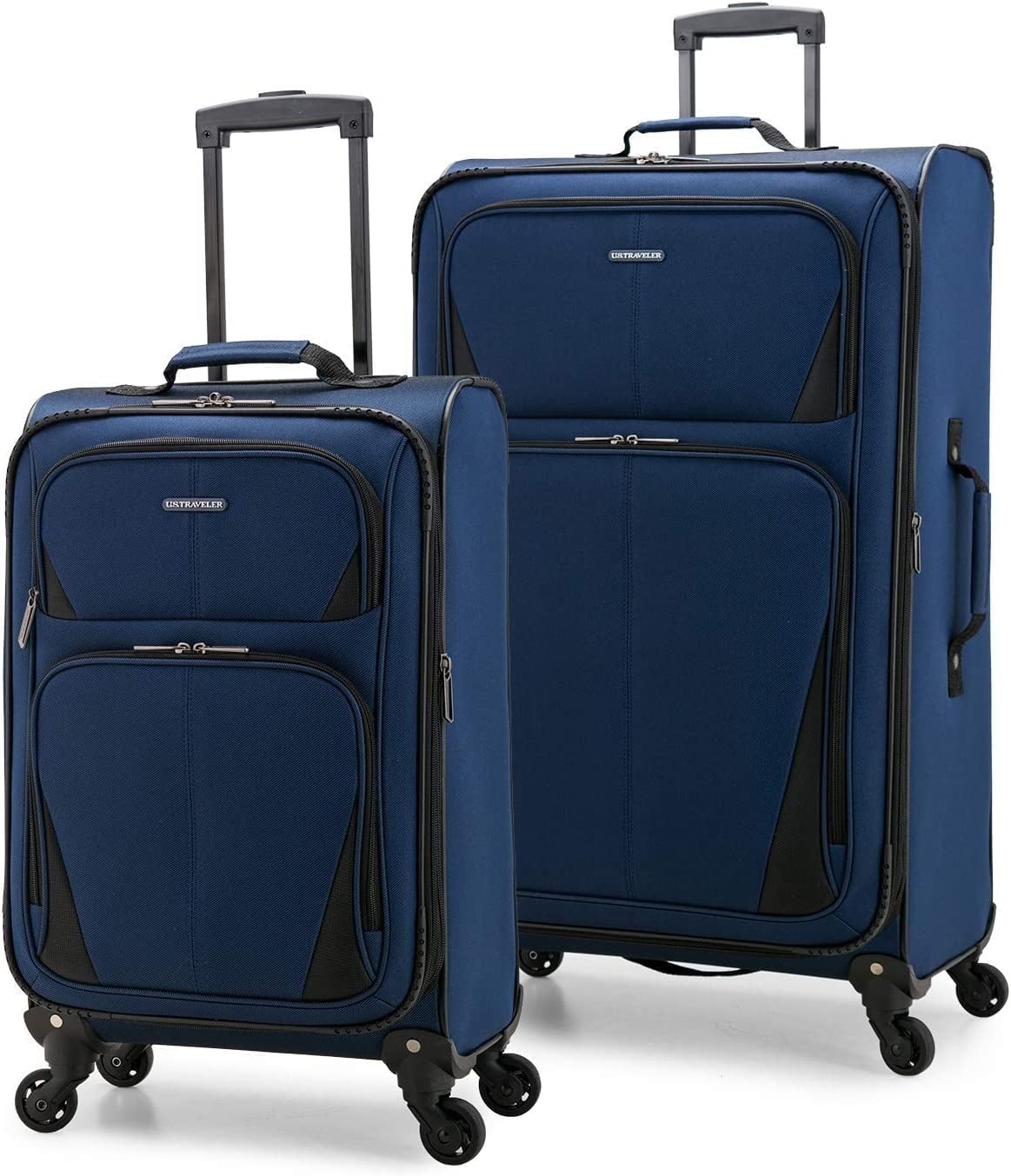 U.S. Traveler Aviron Bay Expandable Softside Luggage Set with Spinner Wheels, Navy, 2-Piece (23/31)