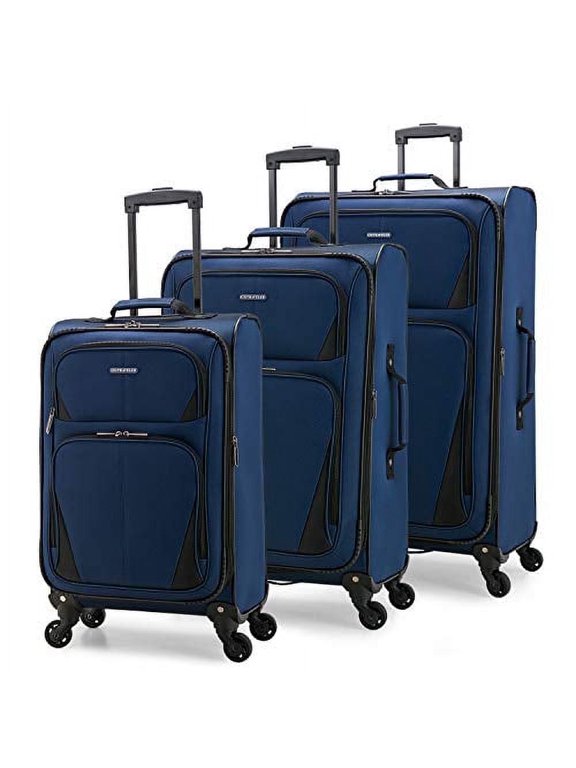 Aviron Bay Expandable Softside Luggage Set with Spinner Wheels, Navy, 3-Piece (23/27/31)