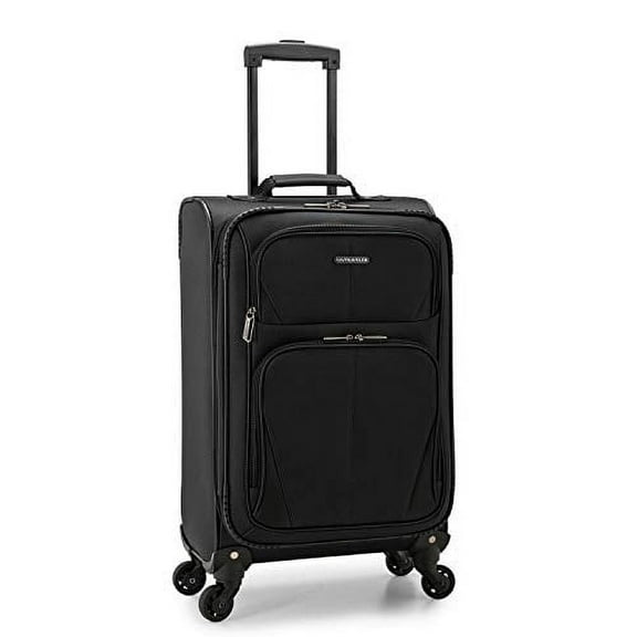 U.S. Traveler Aviron Bay Expandable Softside Luggage with Spinner Wheels, Black, 22" Carry-on