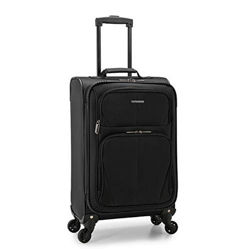 U.S. Traveler Aviron Bay Expandable Softside Luggage with Spinner Wheels, Black, 22" Carry-on