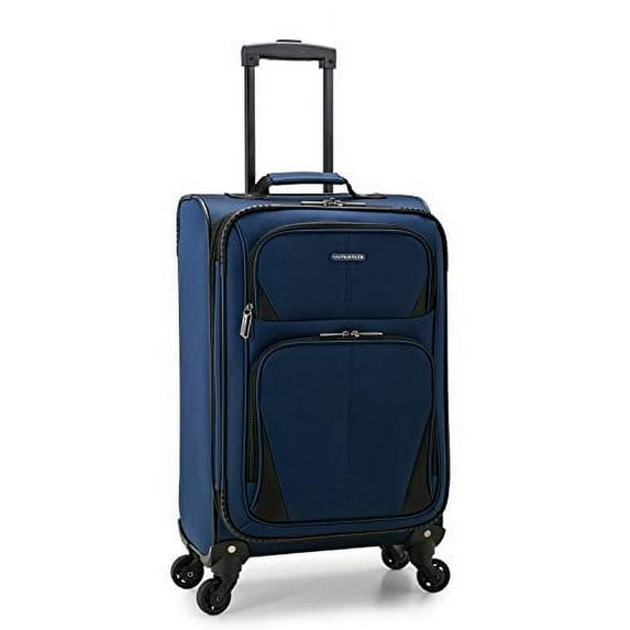 U.S. Traveler Aviron Bay Expandable Softside Luggage with Spinner Wheels, Navy, 22" Carry-on