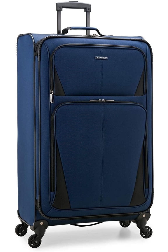 Aviron Bay Expandable Softside Luggage with Spinner Wheels, Navy, 31" Checked Large