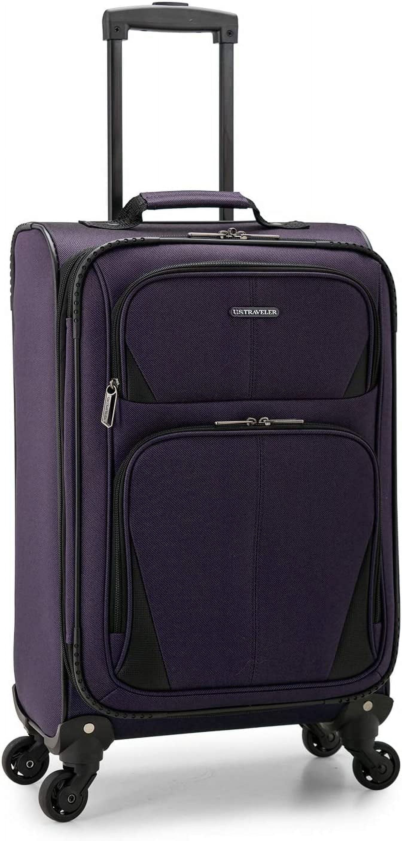 U.S. Traveler Aviron Bay Expandable Softside Luggage with Spinner Wheels, Purple, 22" Carry-on