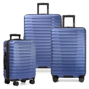 U.S. Traveler Boren Hardside Rugged Spinner Luggage Set w/ USB Port, Navy, 3-Piece 22/26/30
