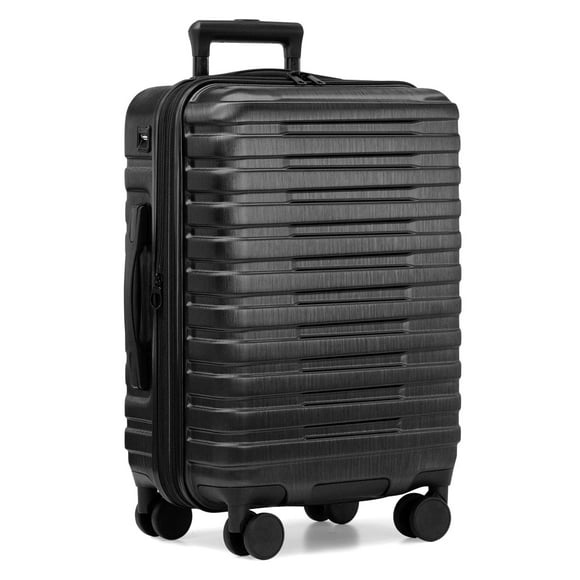 U.S. Traveler Boren Hardside Rugged Spinner Luggage w/ USB Port, Black, 22" Carry-On