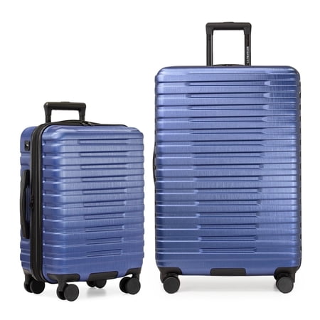 U.S. Traveler Boren Hardside Rugged Spinner Luggage Set w/ USB Port, Navy, 2-Piece (22/30)