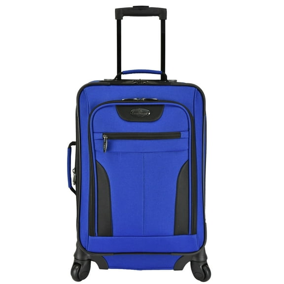U.S. Traveler Charleville Fabric Expandable Spinner Luggage, Mazarine Blue, 20" Carry-on