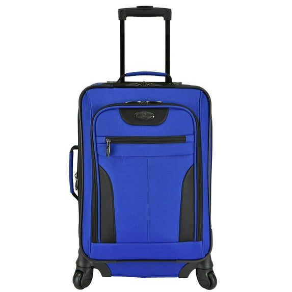 U.S. Traveler Charleville Fabric Expandable Spinner Luggage, Mazarine Blue, 20" Carry-on