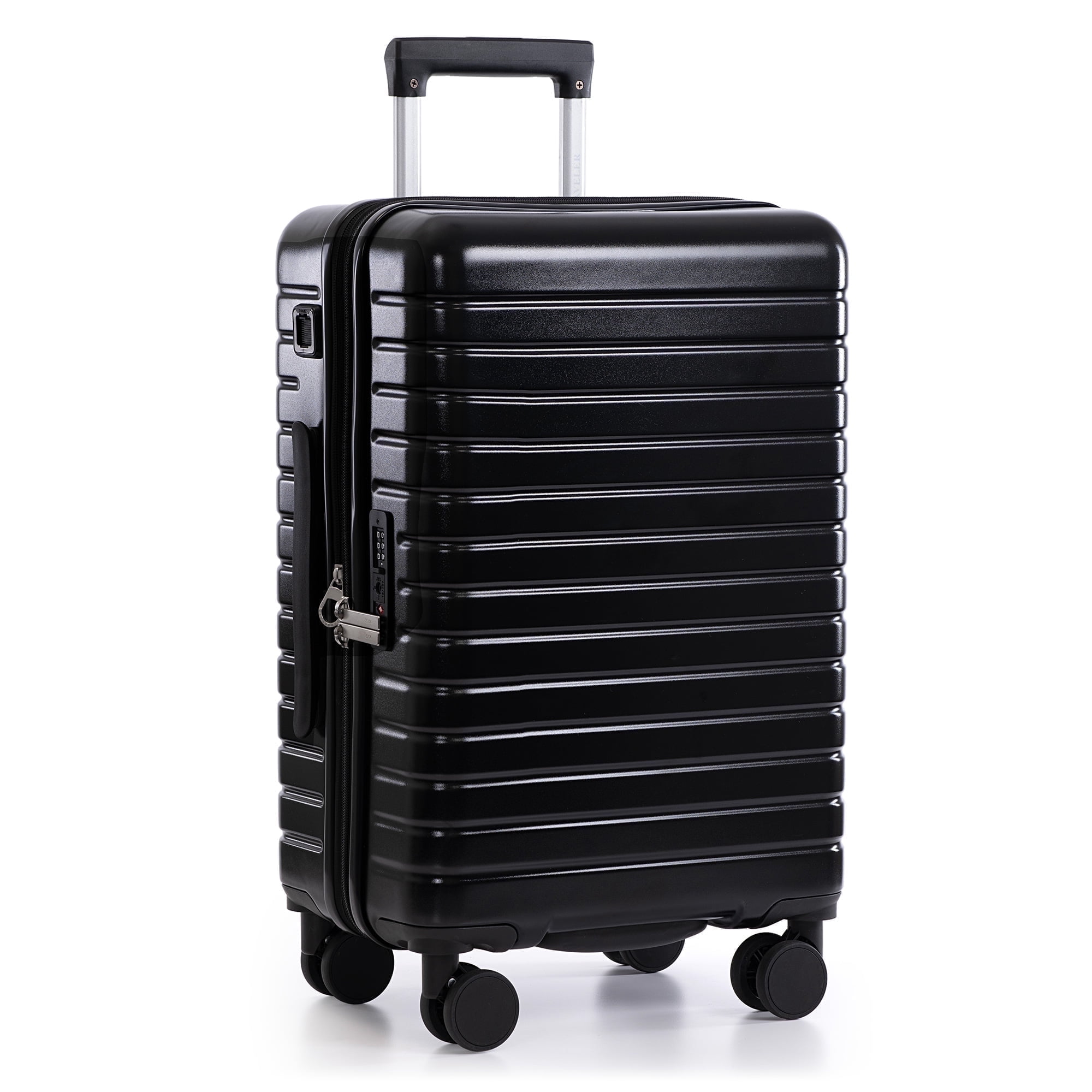 U.S. Traveler Citrine Hardside Spinner Luggage w/ USB Port, Black, 22" Carry-On