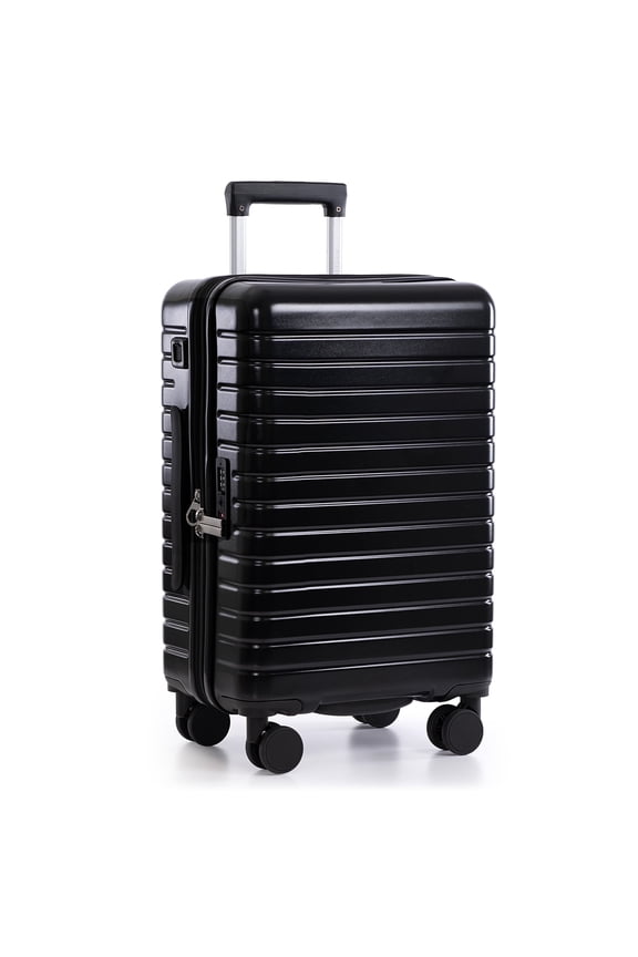 Citrine Hardside Spinner Luggage w/ USB Port, Black, 22" Carry-On