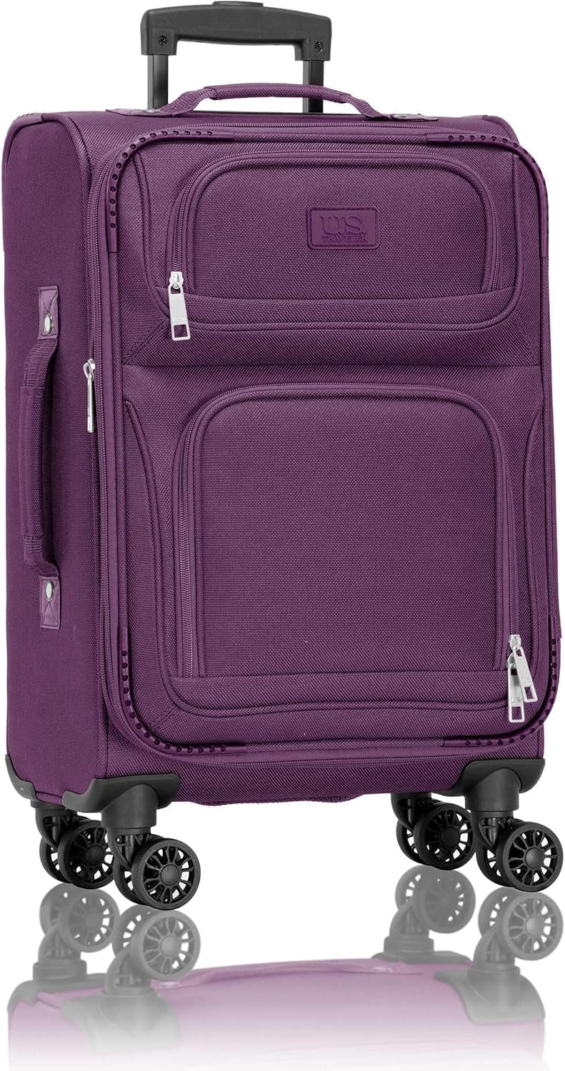 U.S. Traveler Rio Expandable Softside Carry-on - Spinner Wheels, TSA-Approved, 22-Inch Lightweight Travel Suitcase, Lavender