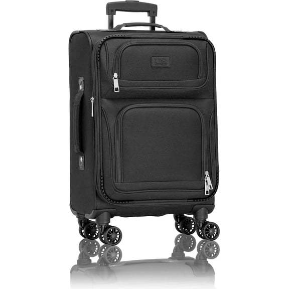 U.S. Traveler Rio Expandable Softside Carry-on - Spinner Wheels, TSA-Approved, 22-Inch Lightweight Travel Suitcase, Black