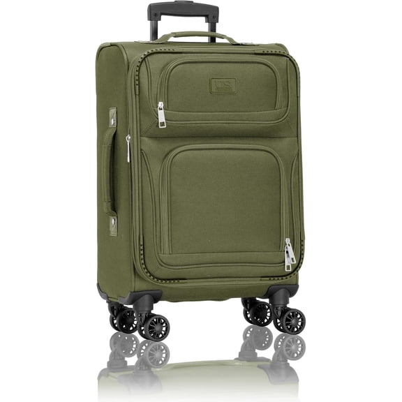 U.S. Traveler Rio Expandable Softside Carry-on - Spinner Wheels, TSA-Approved, 22-Inch Lightweight Travel Suitcase, Green