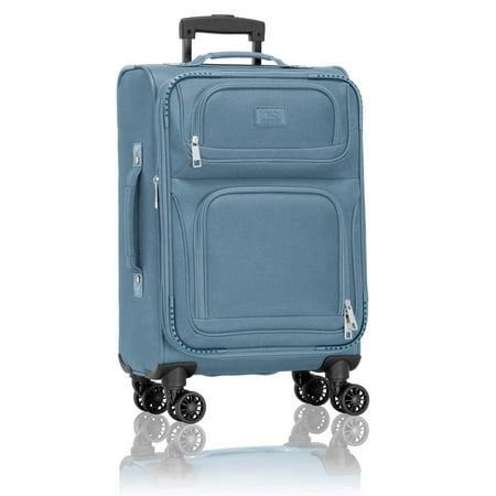 U.S. Traveler Rio Expandable Softside Carry-on - Spinner Wheels, TSA-Approved, 22-Inch Lightweight Travel Suitcase, Light Blue