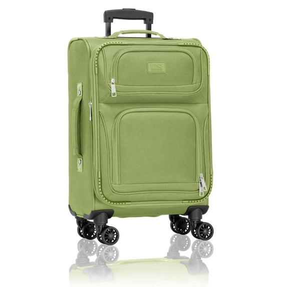 U.S. Traveler Rio Expandable Softside Carry-on - Spinner Wheels, TSA-Approved, 22-Inch Lightweight Travel Suitcase, Light Green