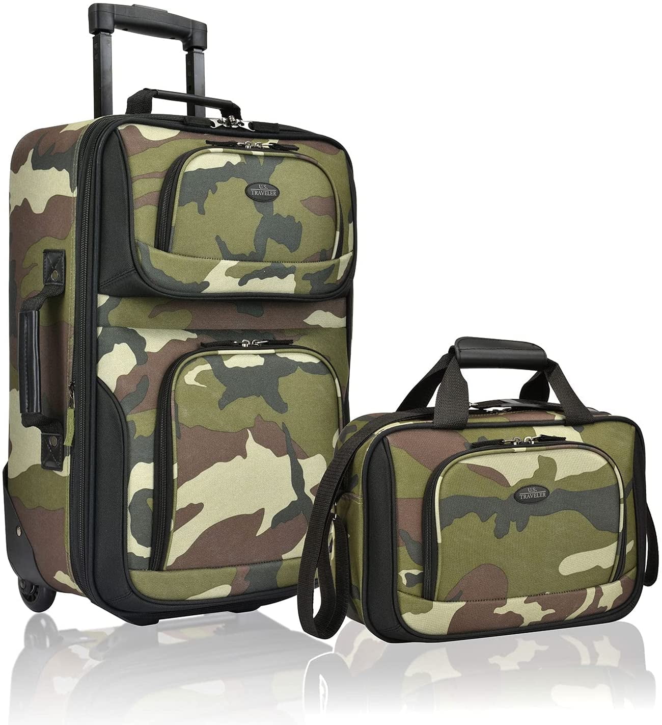 Camouflage 2-Piece Softside Rolling Luggage Set with Tote
