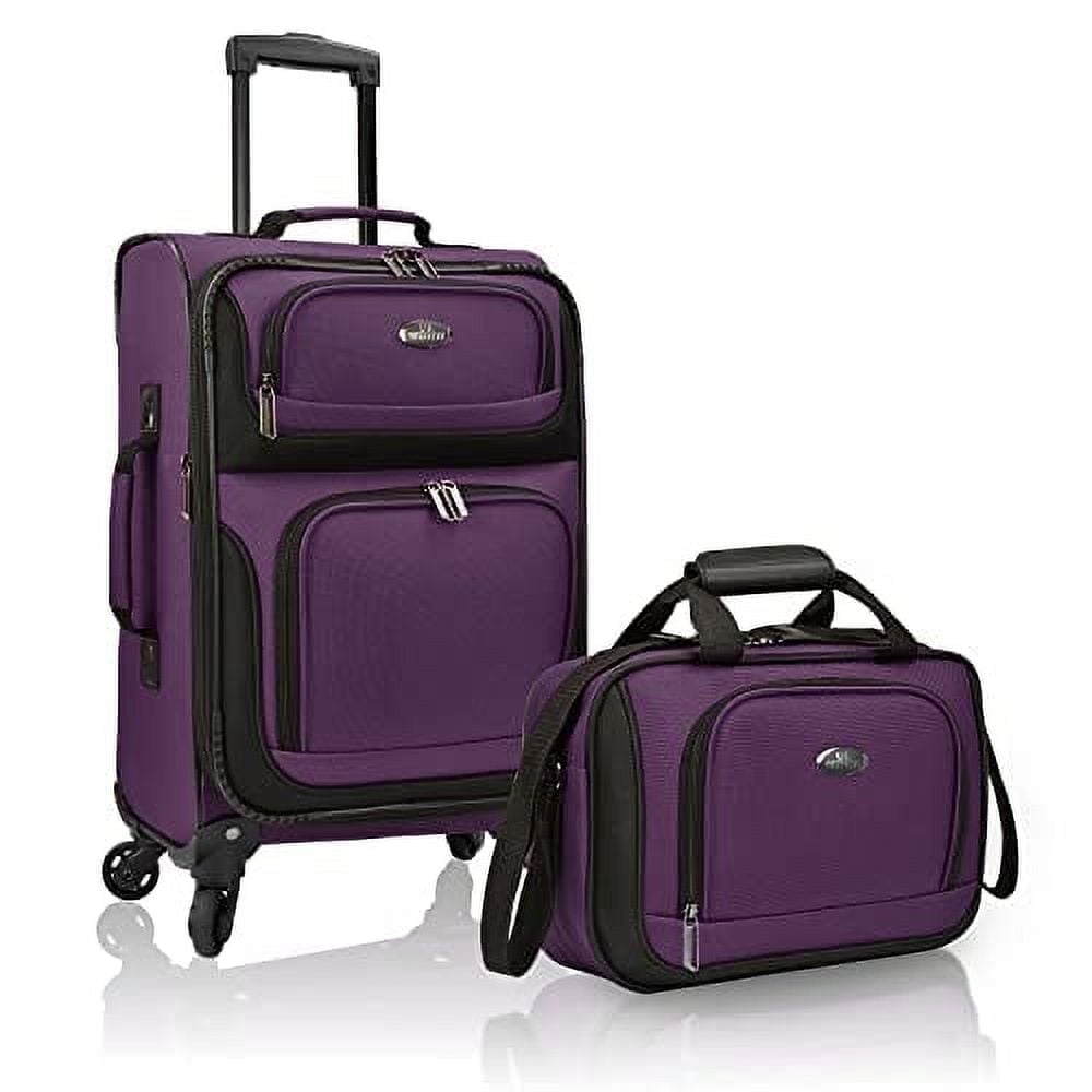 U.S. Traveler Rio Rugged Fabric Expandable Carry-on Spinner Luggage Set w/ Tote, Purple, 2 Piece (21/14)