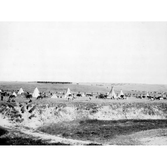 U.S. Troops Surrounding The Indians On Wounded Knee Battle Field History (24 x 18)