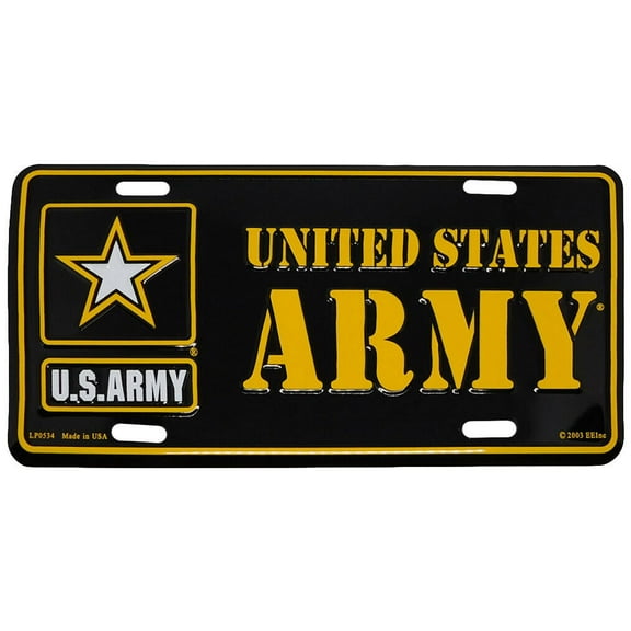 U.S. US United States Army Star Gold Black Aluminum 6"x12" License Plate LP0534