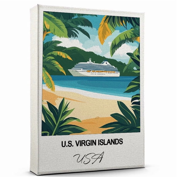 U.S. Virgin Islands Travel Poster Canvas USA Canvas Unique Gift Idea for Home, Office, or Living Space