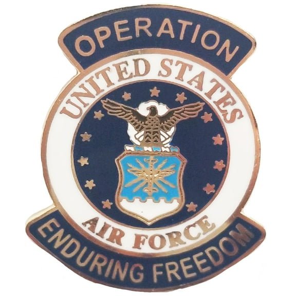 U.S. WAR ON TERROR & DESERT WARFARE, OPERATION ENDURING FREEDOM US AIR FORCE LOGO - PIN - 1.0625"
