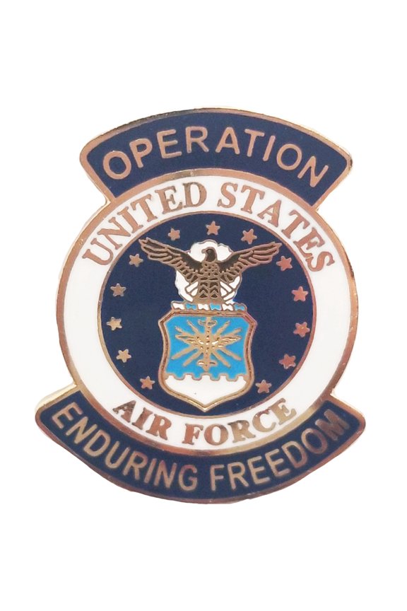 U.S. WAR ON TERROR & DESERT WARFARE, OPERATION ENDURING FREEDOM US AIR FORCE LOGO - PIN - 1.0625"