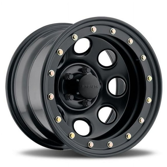 U.S. WHEEL USW-465012 15 x 10 in. 5 x 4.5 in. Stealth Crawler Simulated Beadlock Wheel, Matte Black