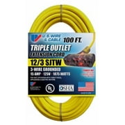 U.S. Wire 76100 100 Ft. 12/3 SJTW-A Pow-R-Block Extension Round Yellow 300V Illu