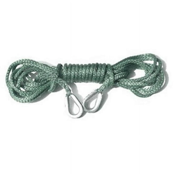 U.S. made 1/4 inch x 40 ft. AMSTEEL BLUE WINCH ROPE EXTENSION (9 200 lb strength) - MILITARY GREEN (4X4 VEHICLE RECOVERY)