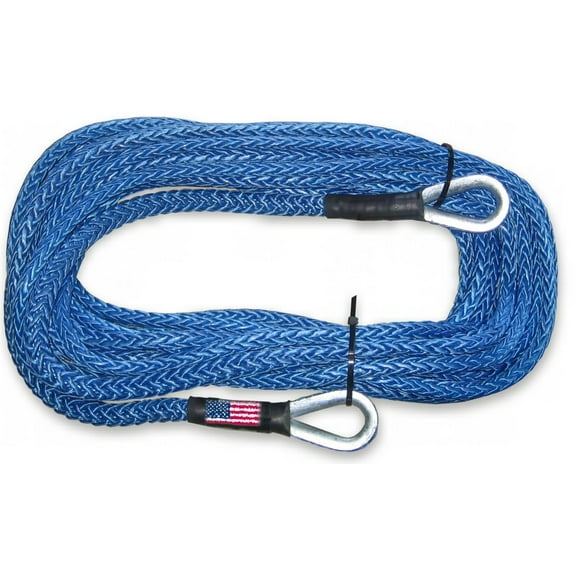 U.S. made 3/8 inch x 50 ft. AMSTEEL BLUE WINCH ROPE EXTENSION - 20,400lb strength (4X4 VEHICLE RECOVERY)