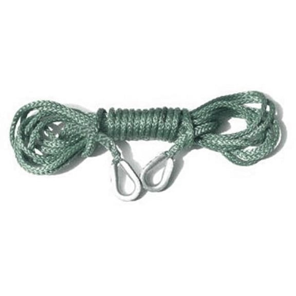 U.S. made 3/8 inch x 50 ft. AMSTEEL BLUE WINCH ROPE EXTENSION (20 400lb strength) - MILITARY GREEN (4X4 VEHICLE RECOVERY)