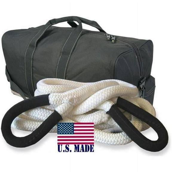 U.S. made KINETIC RECOVERY ROPE (MEGA) - 1-1/4 inch X 30 ft (Snatch Rope) with Heavy-Duty Carry Bag (4X4 VEHICLE RECOVERY)