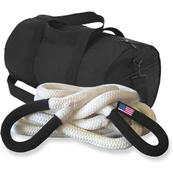 U.S. made KINETIC RECOVERY ROPE (Snatch Rope) - 1 inch X 30 ft ("The Original") with Heavy-Duty Carry Bag (4X4 VEHICLE RECOVERY)