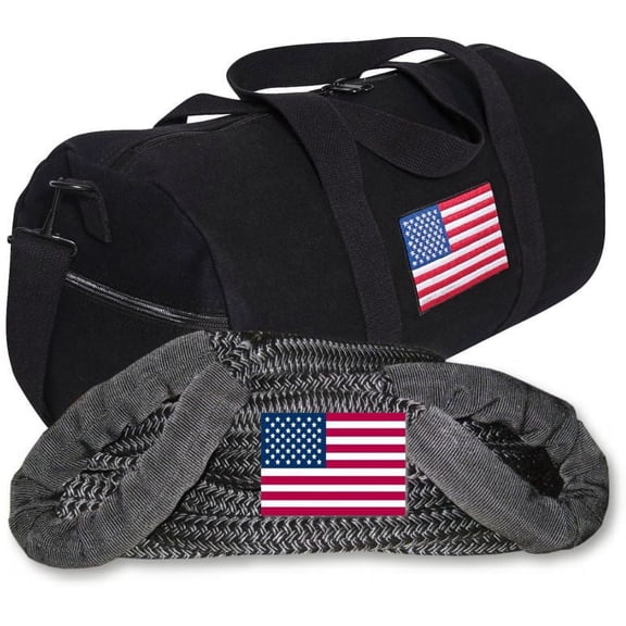 U.S. made Kinetic Energy Recovery Rope - 1 inch X 30 ft with U.S. Flag Carry Bag