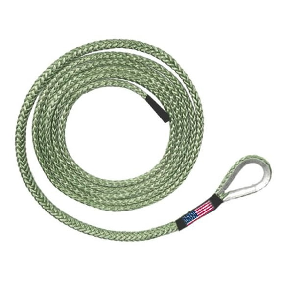 U.S. made MIL OD GREEN AMSTEEL BLUE PLOW ROPE 1/4 inch x 10 ft (9,200 lb strength) (4X4 VEHICLE RECOVERY)