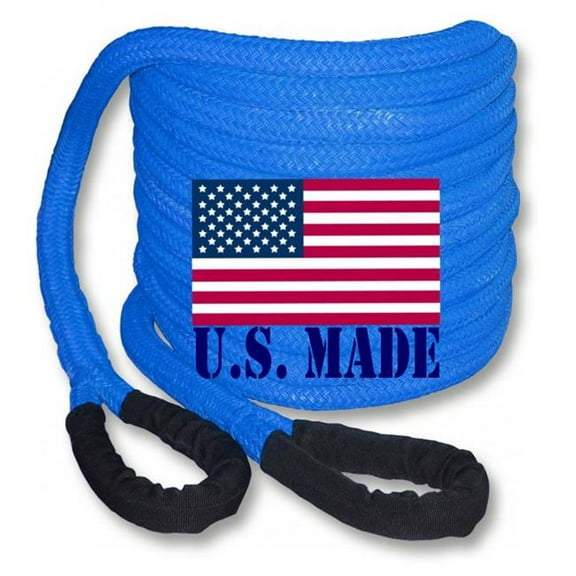 U.S. made ''SAFETY BLUE'' Safe-T-Line- Kinetic Snatch ROPE - 1 inch X 30 ft (4X4 VEHICLE RECOVERY)