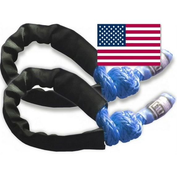 U.S. made Safe-T-Line® XD Soft Shackles 36,000 lb MBS "SAFETY BLUE" (PAIR) (4X4 VEHICLE RECOVERY)