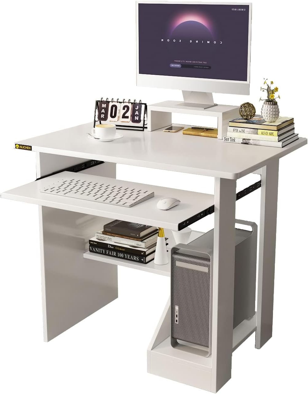 USHARE 30Inch Small Computer Desk for Small Spaces, Computer Desk with Shelves and Keyboard