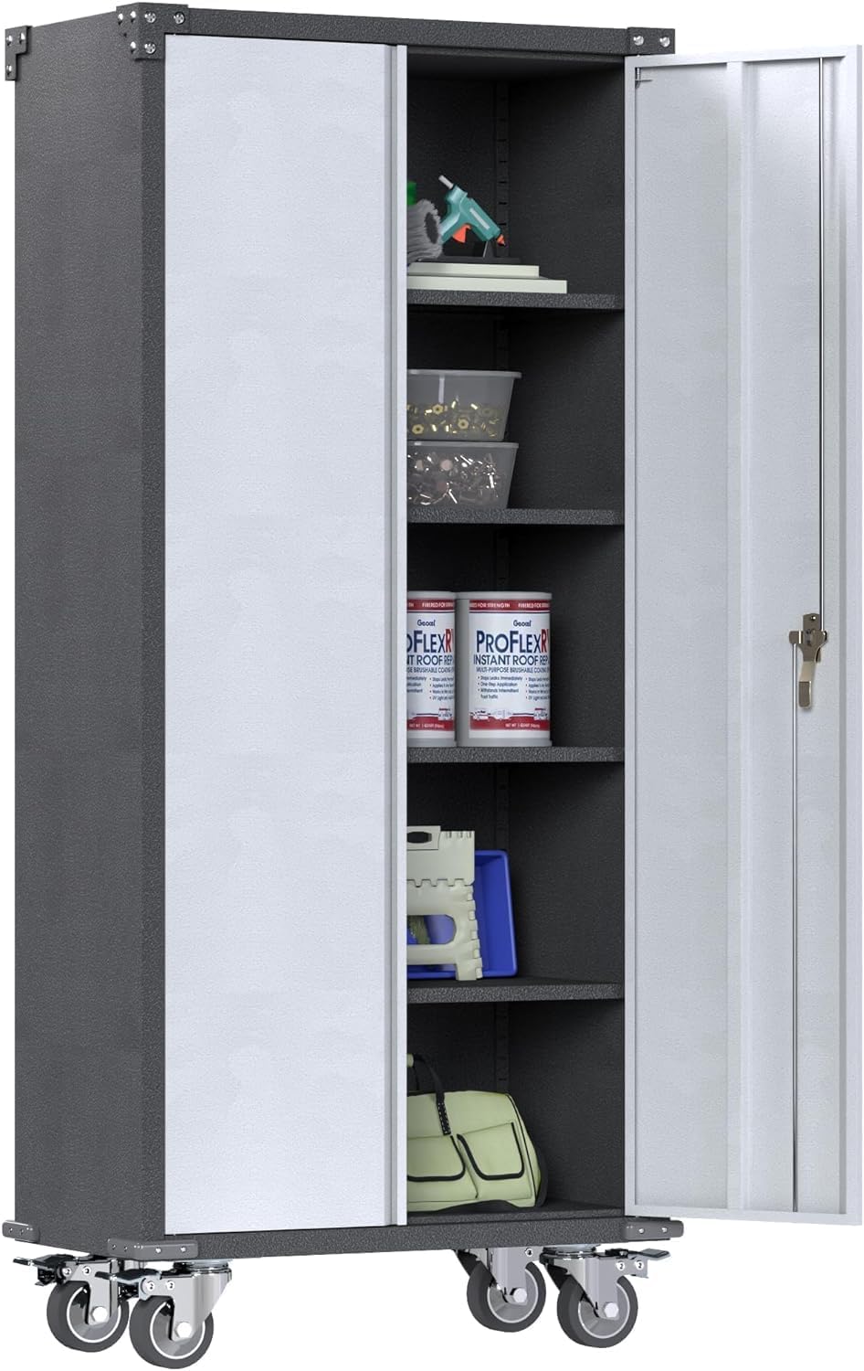 U-SHARE 71" Tall Metal Storage Cabinets with Wheels and 4 Adjustable