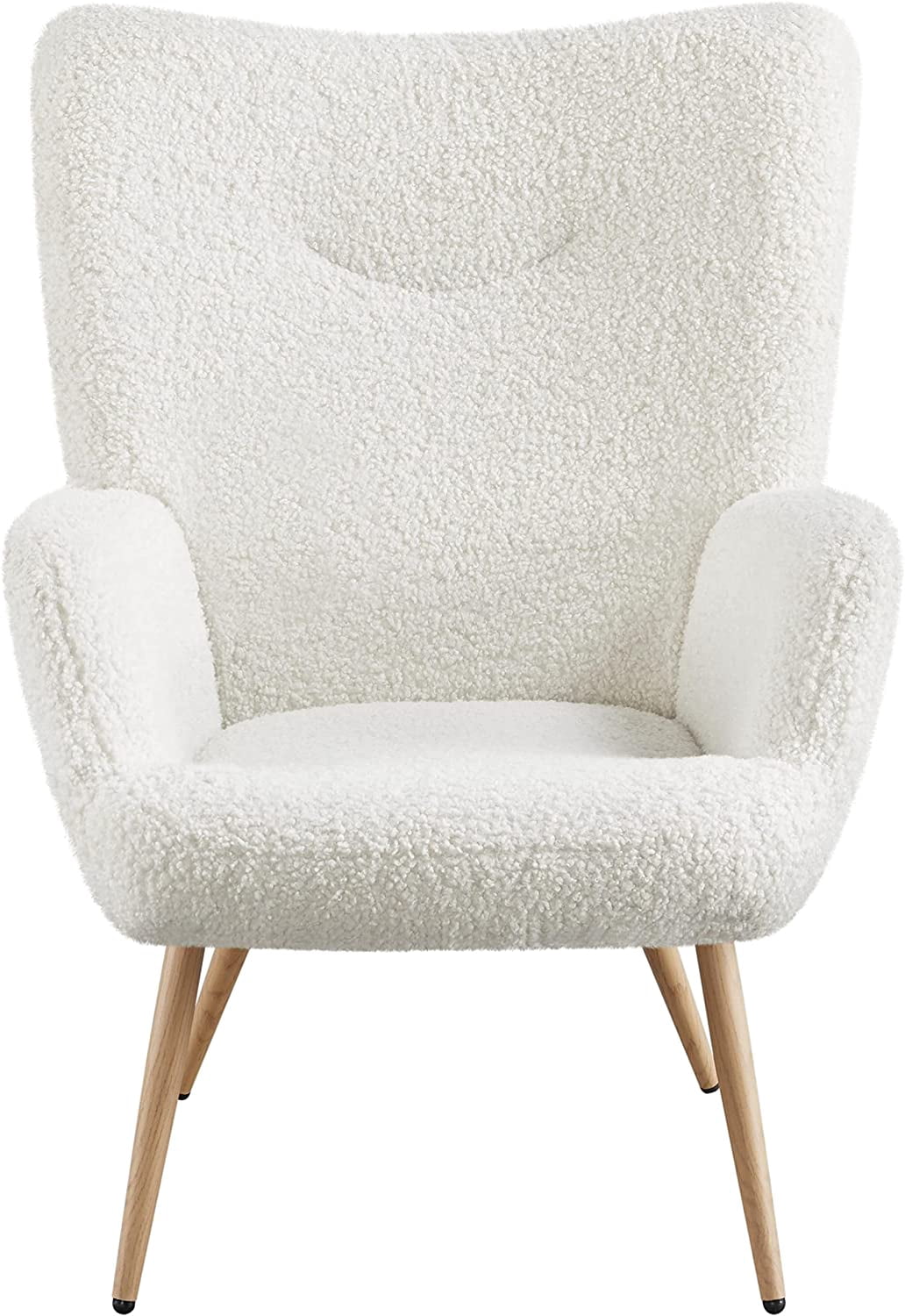 USHARE Barrel Chair, Teddy Fabric Casual Chair with High Back and Soft