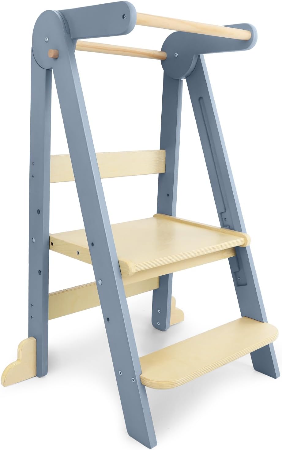 USHARE Foldable Toddler Kitchen Stools, Kitchen Stool Helper, Standing Tower with 3 Adjustable