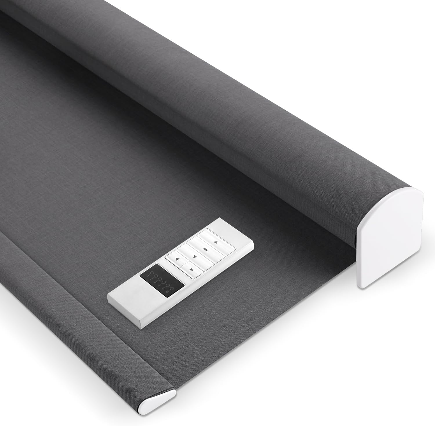 USHARE Rechargeable Motorized Roller Shades Blackout Fabric with Cross