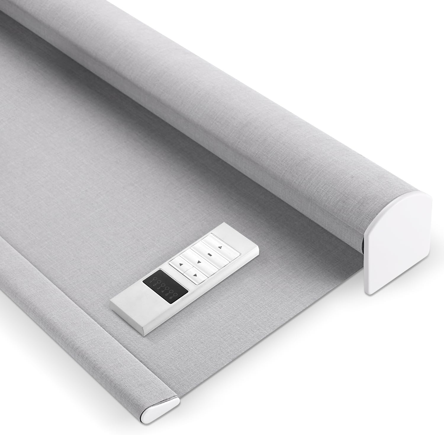 USHARE Rechargeable Motorized Roller Shades Blackout Fabric with Cross