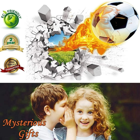 U-SHARK® 3D Self-Adhesive Removable Soccer Wall Decals Football Wall Stickers Basketball Wall Decor Sports Decals Wall Murals Decoration  Rugby Wallpapers Décor Poster