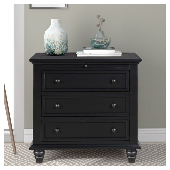 U_STYLE 28'' Painted Nightstand with pull-out tray, Fashion Bedside Cabinet with 3 Drawers, Minimalist Sofa Side Table with rubber legs and Metal handle for Bedroom Sofa Couch Office