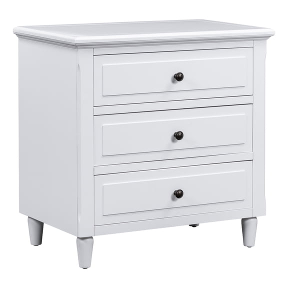 U_STYLE 28''painted Nightstand with 3 Drawers and Smooth Gliding Rails ,Simple Bedside Cabinet with Metal handle, Minimalist Sofa Side Table with rubber legs for Bedroom Sofa Couch Office
