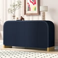 thumbnail image 1 of U_STYLE 4-Door Curved Corner Cabinet with Wavy Door Panel and Adjustable Shelves, Suitable for Study, Living Room, and Entrance (MDF) - Dimensions: 61.4" x 18.5" x 14.3",Navy Blue, 1 of 9