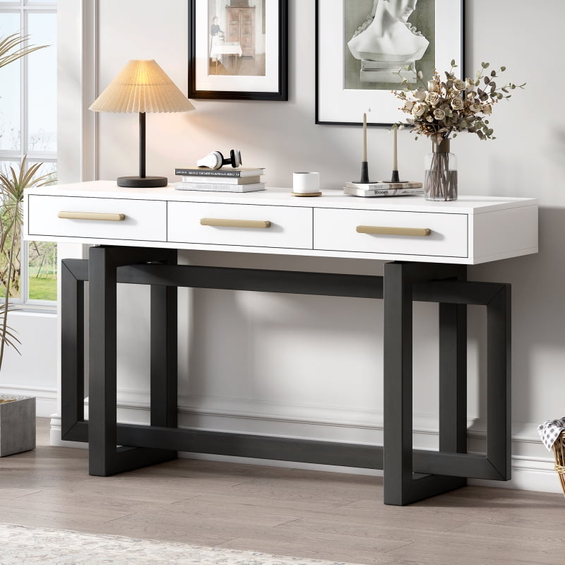 U_STYLE Elegant Console Table with Three Drawers, Extra Long Entryway ...