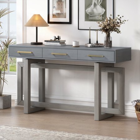 U_STYLE Modern Console Table with Three Drawers, Extra Long for Entryway, Stable & Versatile